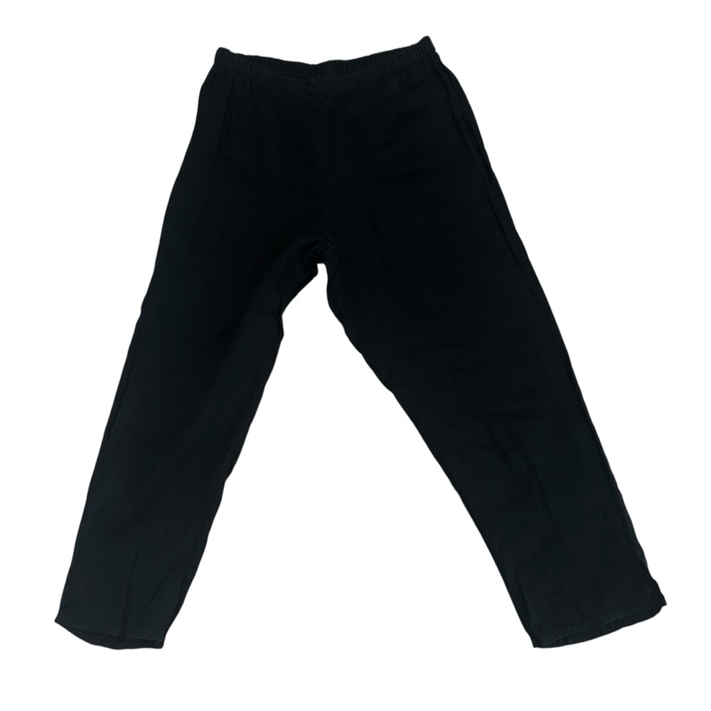 Flax Womens Linen Wide Leg Cropped M Black Lagenlook Beach Sustainable - Picture 7 of 14
